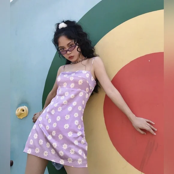 realisation par purple daisy dress NWOT Realisation Par Christy Daisy Flower Silk Lilac White Mini Dress Size  XS is available for purchase on au PAY Market - Imported Goods Online Store  Co.Ltd
